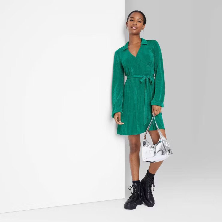 Women's Balloon Long Sleeve Wrap Dress - Wild Fable™ | Target