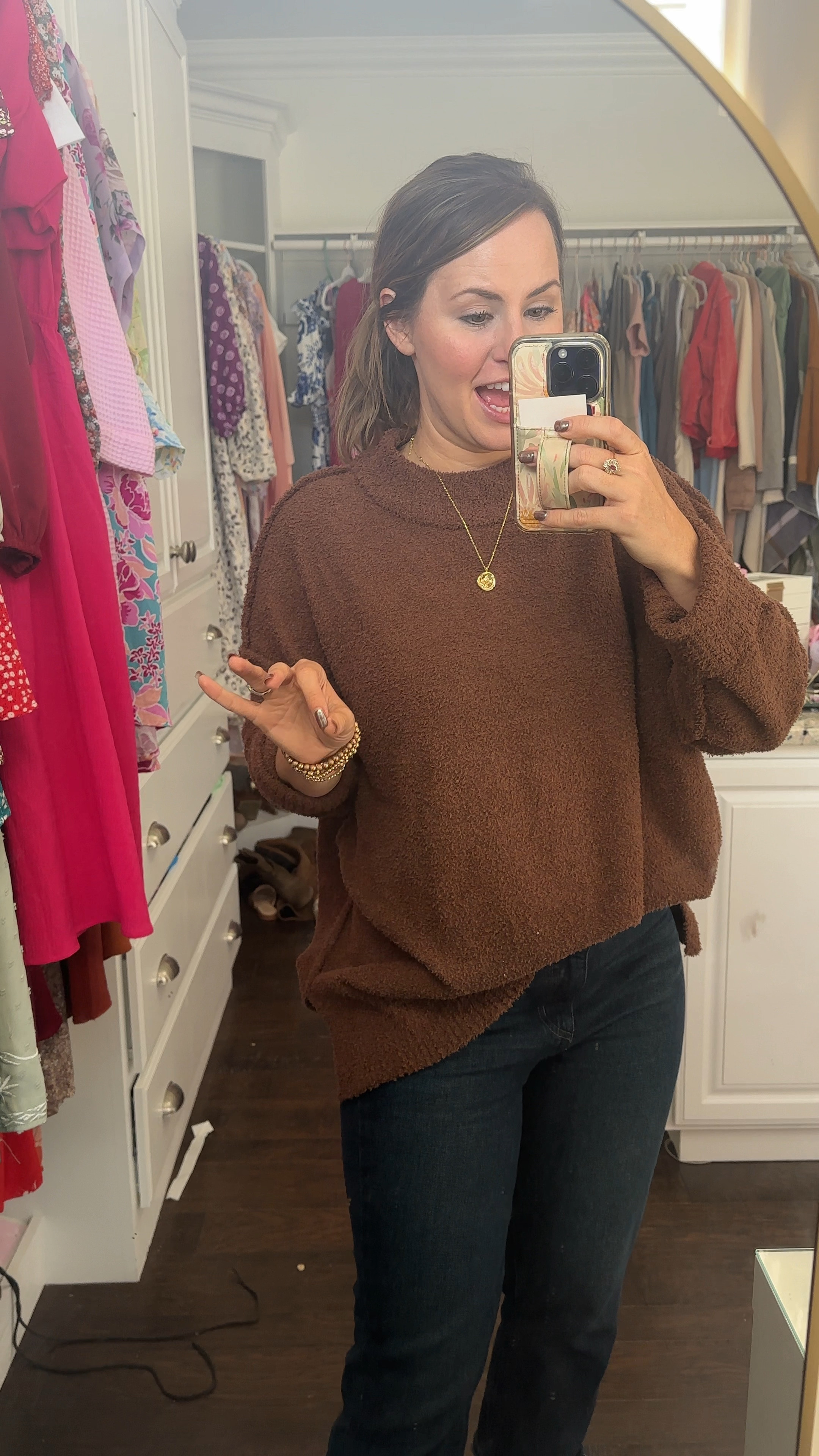 The comfiest sweater ever!! Feels like a you are wearing a barefoot dreams blanket 👌🏼Wearing size M. Also loving these dark wash straight jeans from Walmart for under $25!!! Fit great, slight stretch & love that they have no distressing. 

Fall outfit. Winter outfit. Mom style. Amazon fashion finds, Walmart jeans, Walmart finds 

#LTKVideo #LTKFindsUnder50 #LTKStyleTip