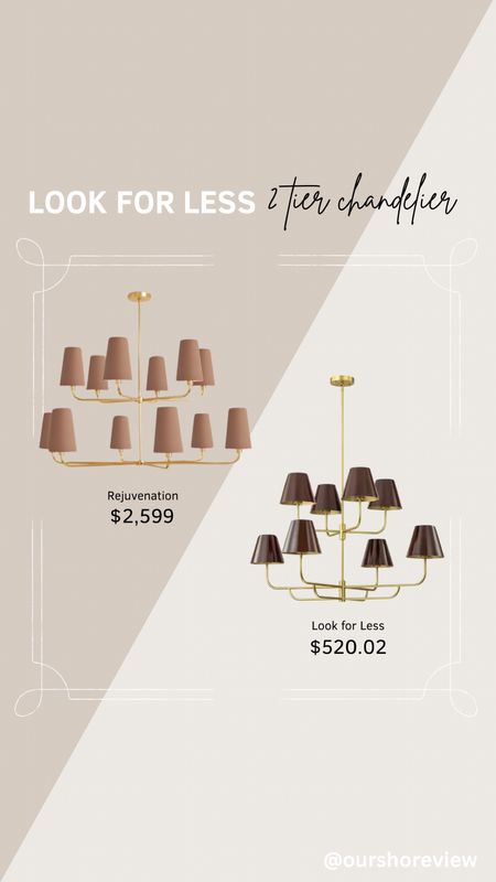 Statement making chandelier, 2 tier chandelier for living room, dining room, entryway, brown shaded brass chandelier, Rejuvenation Ansel chandelier look for less, save verses splurge lighting, 

#LTKsalealert #LTKstyletip #LTKhome