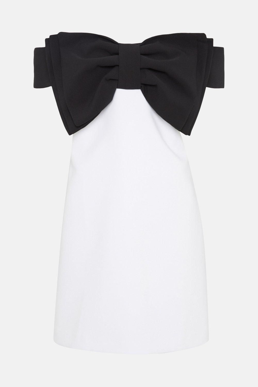 Bow Detail Bardot Mini Dress | Oasis UK & IE