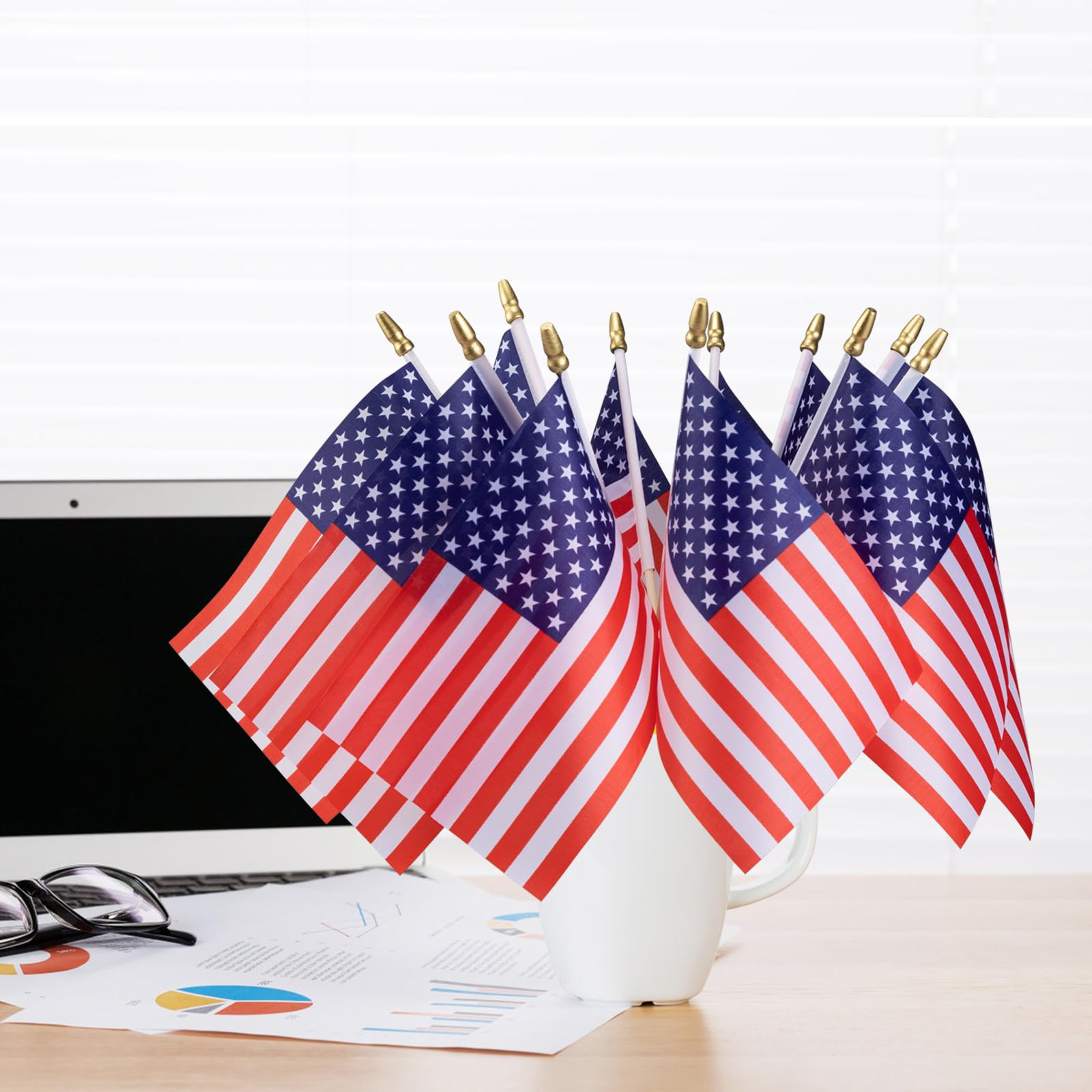 Amazon.com : 30 Pack Small American Flags on Stick 5x8 Inch/Mini US Flags/American Hand Held Stick Flags Spear Top | Amazon (US)