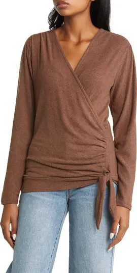 Loveappella Long Sleeve Faux Wrap Top | Nordstrom | Nordstrom