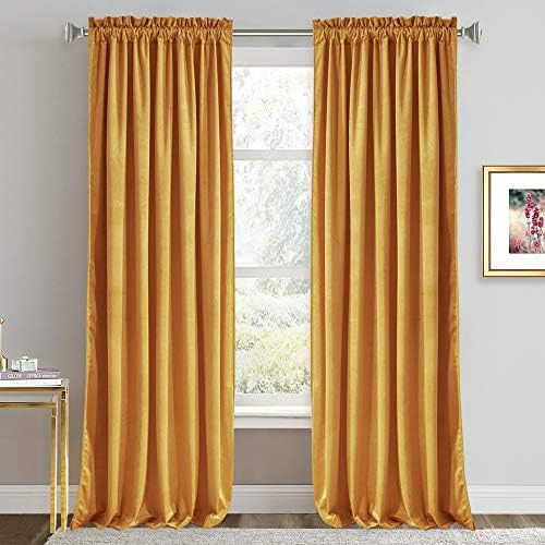RYB HOME Velvet Curtains 96 inches - Luxury Room Darkening Curtains for Living Room Thermal Insul... | Amazon (US)