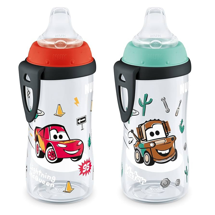 NUK Active Sippy Cup, 10 oz, 2 Pack, Disney's Cars, Lightning McQueen, BPA-Free, Spill-Proof, Tra... | Amazon (US)