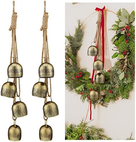 2 Sets Iron Wrought Bell Chime 4 Bell Relaxing Tranquil Wind Chimes Christmas Cow Bells Rustic Ha... | Amazon (US)