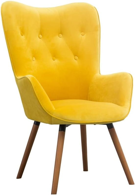 Roundhill Furniture AC155YL Doarnin Silky Velvet Tufted Button Accent Chair, Yellow | Amazon (US)