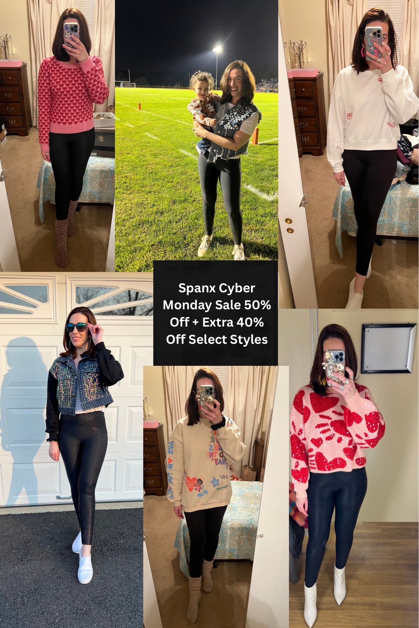 Spanx Cyber Monday Sale - 50% off plus an extra 40% off select styles. Wearing a small in the black faux leather leggings. My favorite! #leggings #fauxleatherleggings #blackleggings #spanxleggings #spanx #cybermonday 

#LTKFindsUnder100 #LTKSeasonal #LTKCyberWeek