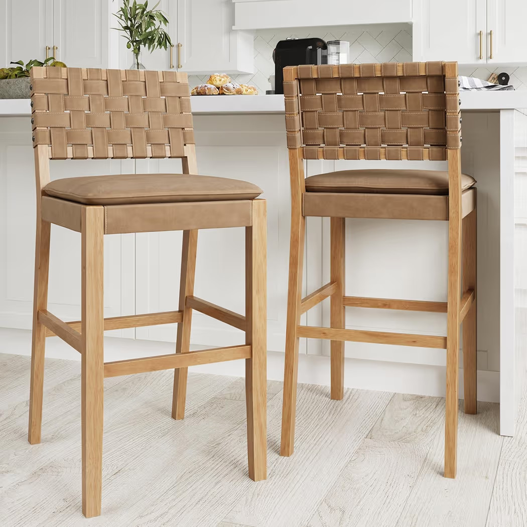 Nathan James Cohen Wood Bar Stool, Natural Brown | Amazon (US)