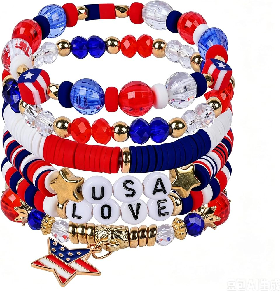 ORORIN 4th of July Outfits for Women,USA American Flag Patriotic Bracelets,Fourth of July Red Whi... | Amazon (US)