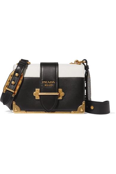 Prada - Cahier Two-tone Leather Shoulder Bag - Black | NET-A-PORTER (US)