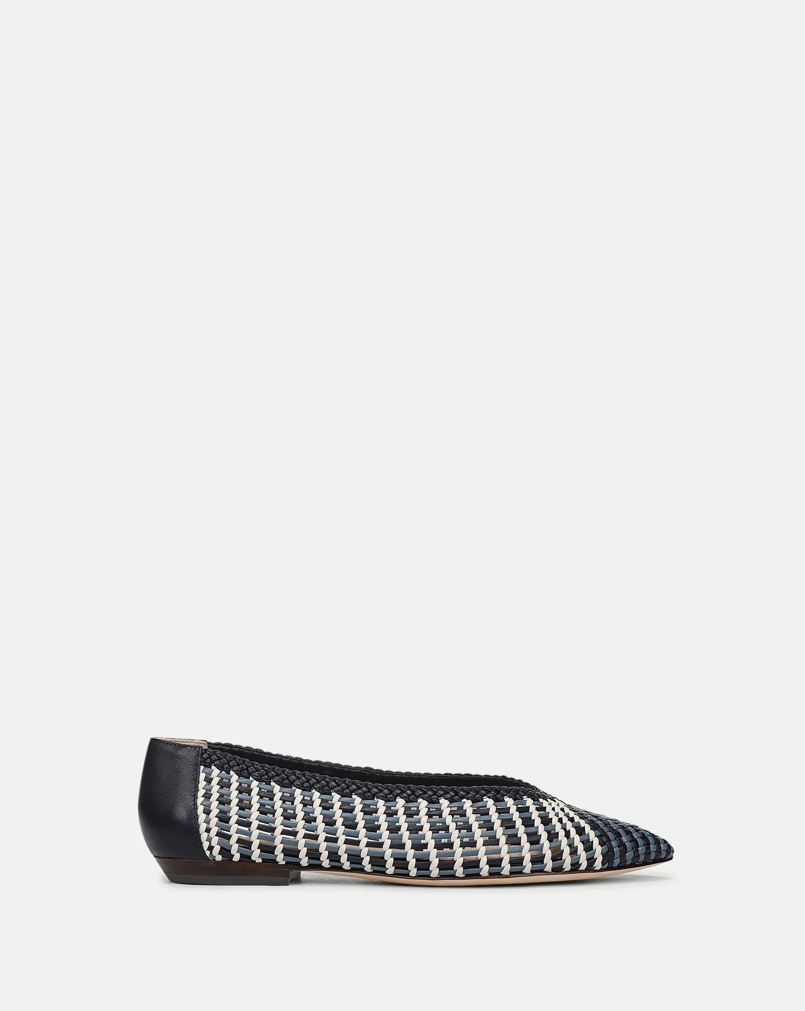 Veronica Beard Bancroft Woven Leather Flat Blue Multi | Veronica Beard