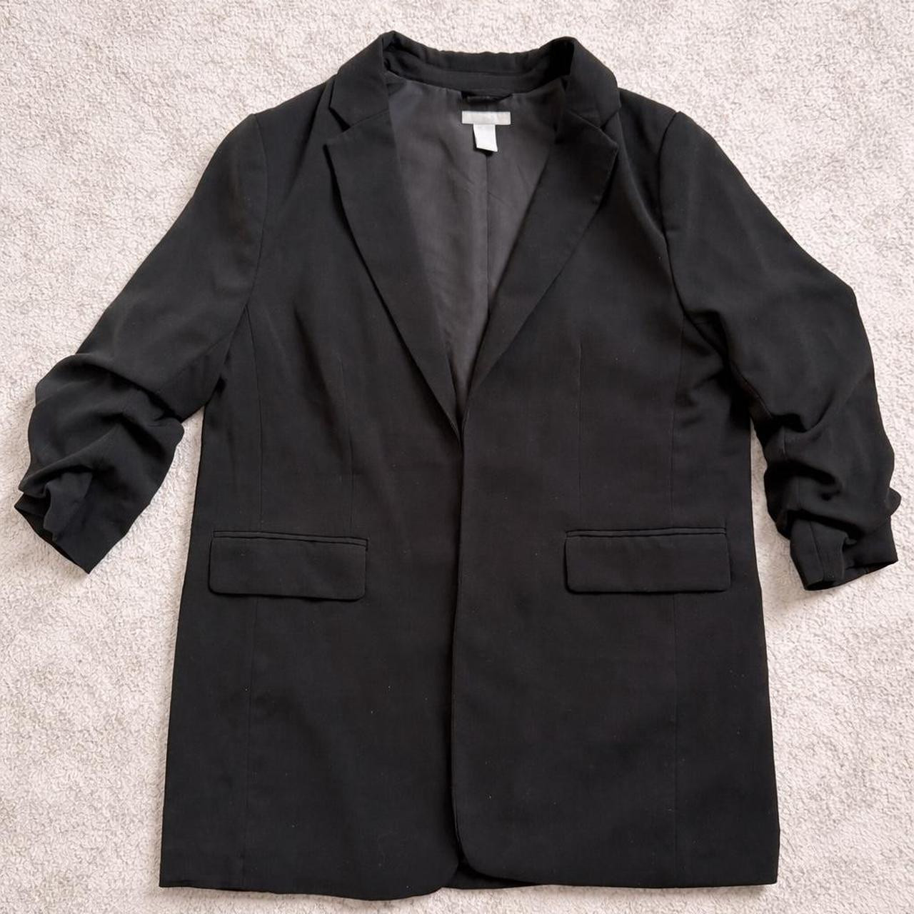 H & M Women's Blazer Jacket - Black - L | Depop US