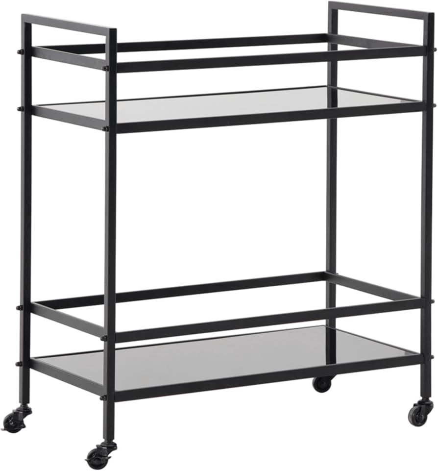 Signature Design by Ashley Kailman Modern Industrial 2 Shelf Metal Frame Bar Cart, Black | Amazon (US)