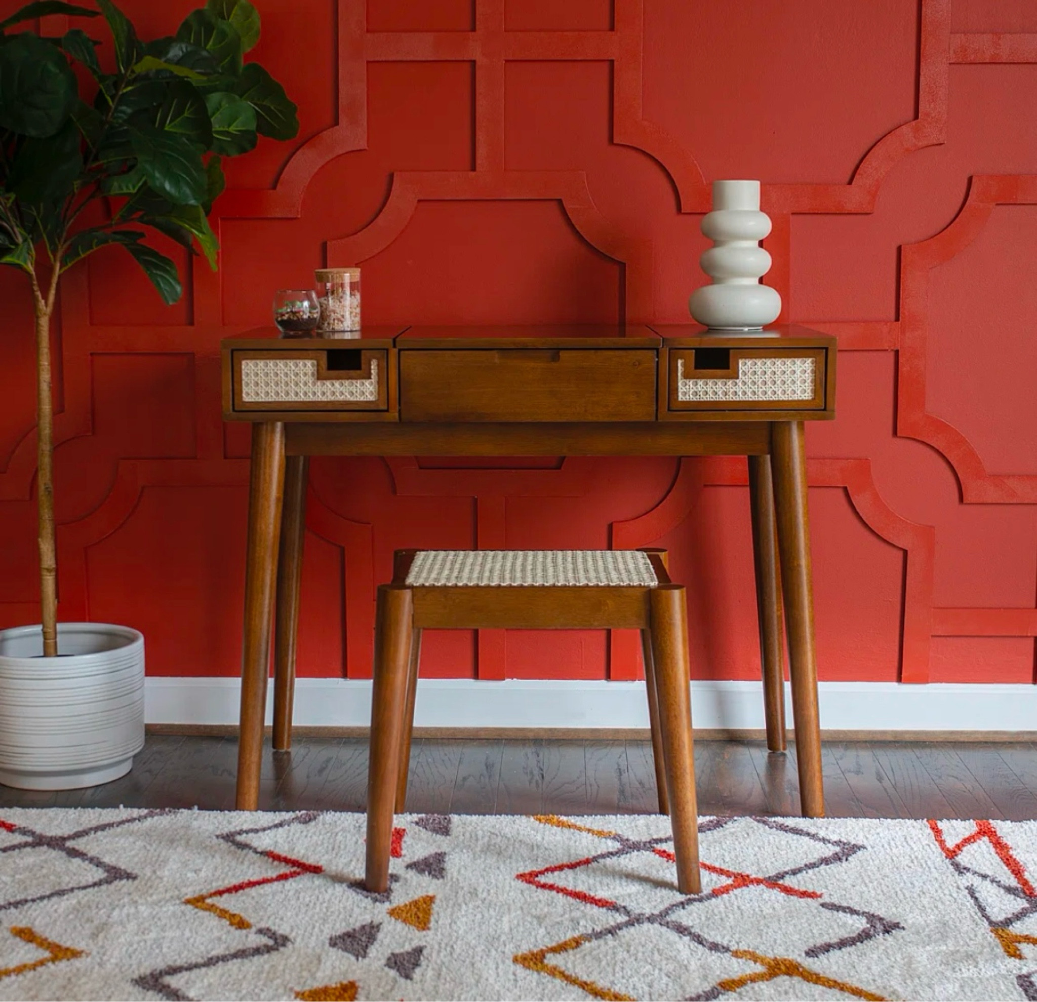 mid century  work desk and vanity #workdesk#midcenturydesk