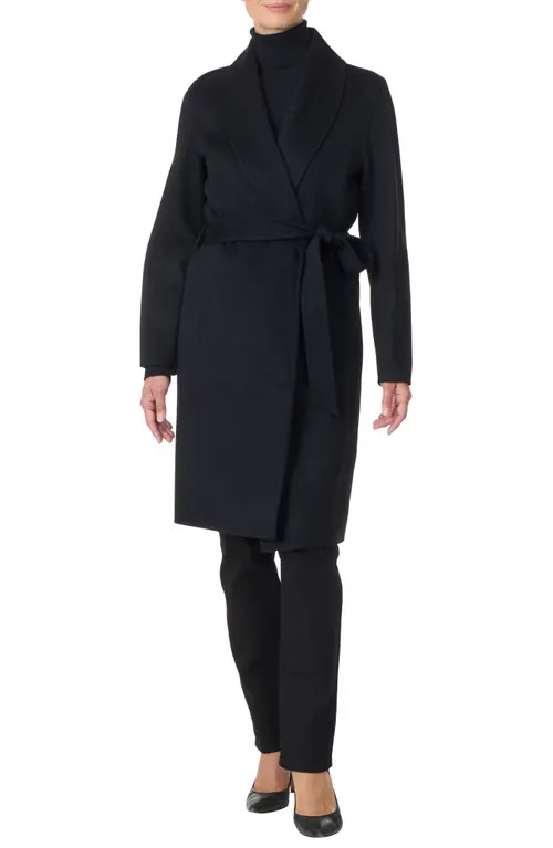 Sofia Cashmere Double Face Wool & Cashmere Wrap Coat in Black at Nordstrom, Size Medium | Nordstrom