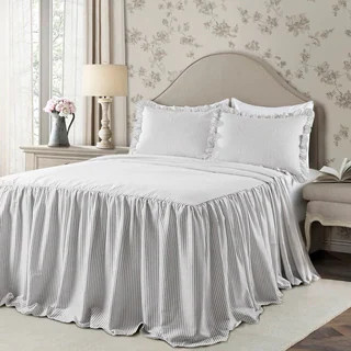The Gray Barn Lazy Acres Ticking Stripe Bedspread Set - Gray - Queen | Bed Bath & Beyond
