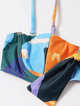 SheIn Women's 3 Piece Graphic Belted Bikini Set Swimsuit and Cover Up Beach Skirt | Amazon (US)