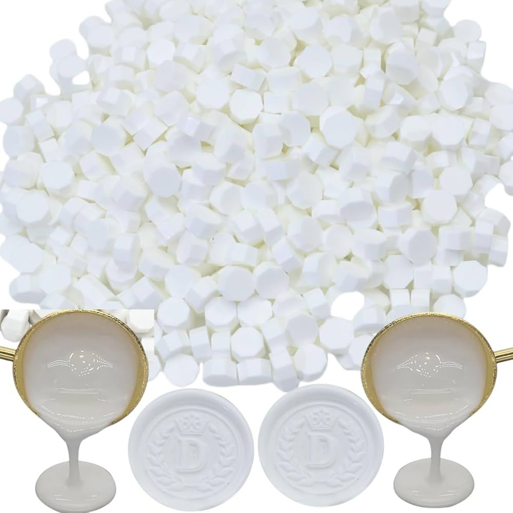 300pcs Ivory White Wax Seal Beads, Atopbb Premium Sealing Wax Beads for Stamp Seals, Octagon WaxP... | Amazon (US)