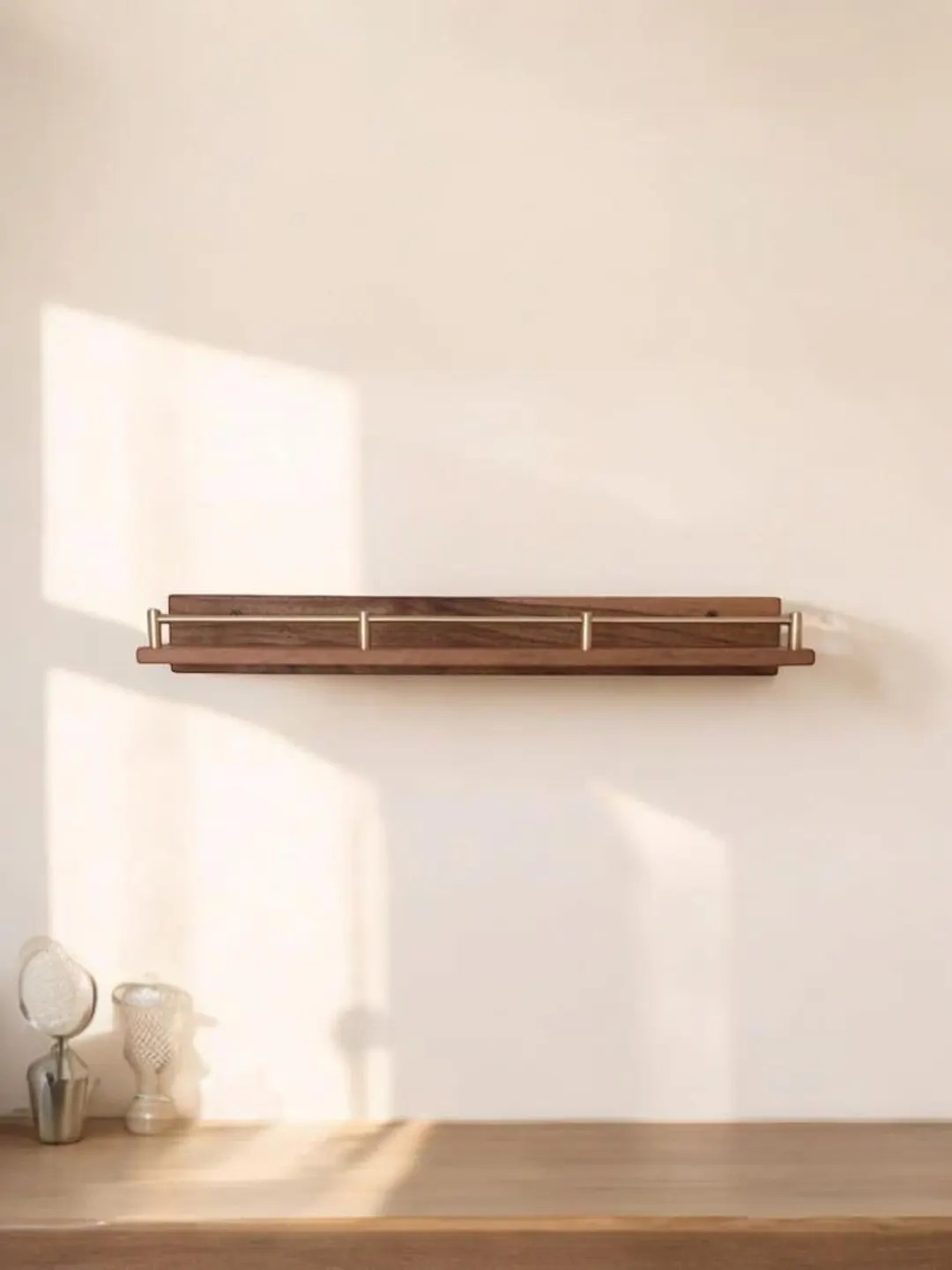 Floating Wall Shelves, Brass Rail Shelf, Custom Size Shelves - Etsy | Etsy (US)