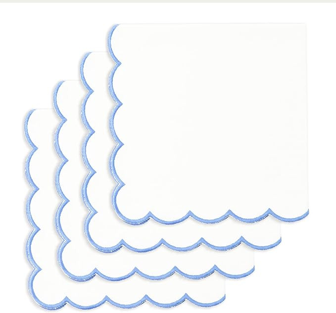 Scalloped Embroidery Cloth Napkins - Spring Easter Summer - Table Decor - 100% Cotton - Set of 4-... | Amazon (US)