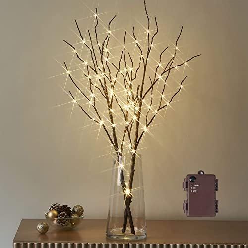 Birchlitland Lighted Brown Branches 32IN 100 LED with Timer Battery Operated, Artificial Tree Branch | Amazon (CA)