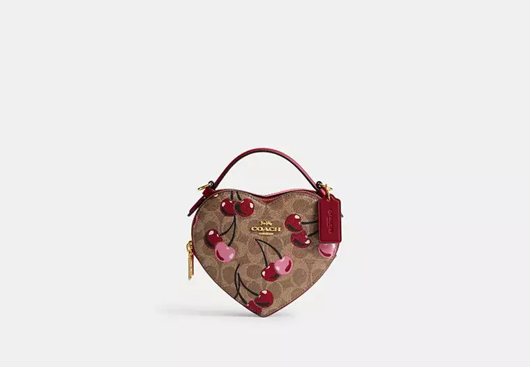 Heart Crossbody Bag In Signature Canvas With Cherry Print | Coach Outlet US