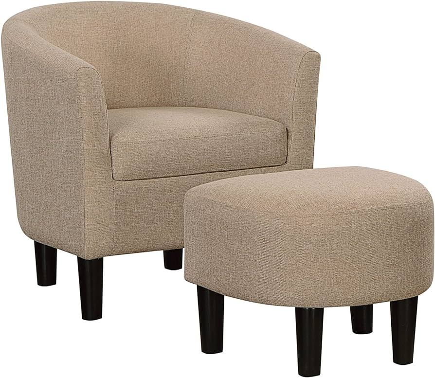 Convenience Concepts Take a Seat Churchill Accent Chair with Ottoman, Tan Fabric | Amazon (US)