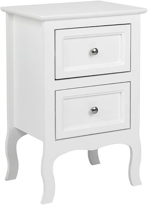 Bonnlo White Nightstand with 2 Drawers, Night Stands for Bedrooms, Small Bed Side Table/White Nig... | Amazon (US)