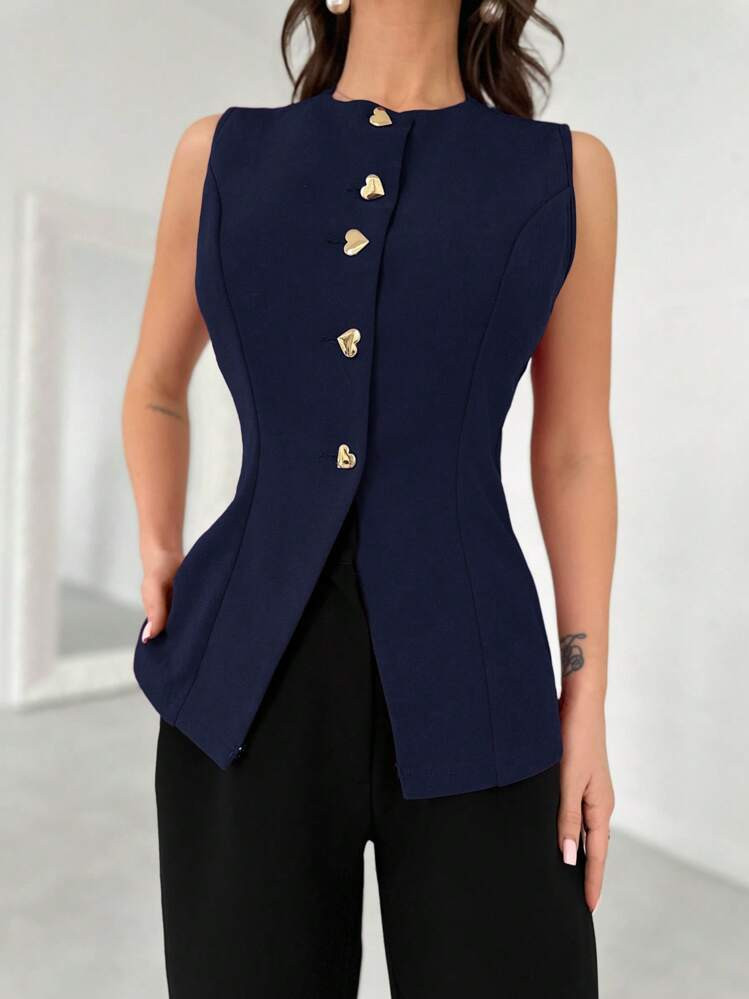 Firerie Jaqueta Elegante Feminina Com Decoração De Coração De Metal, Leve, Novidade De Primavera/Verão | SHEIN