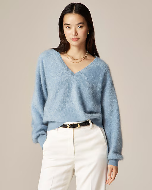 Brushed cashmere V-neck sweater | J. Crew US