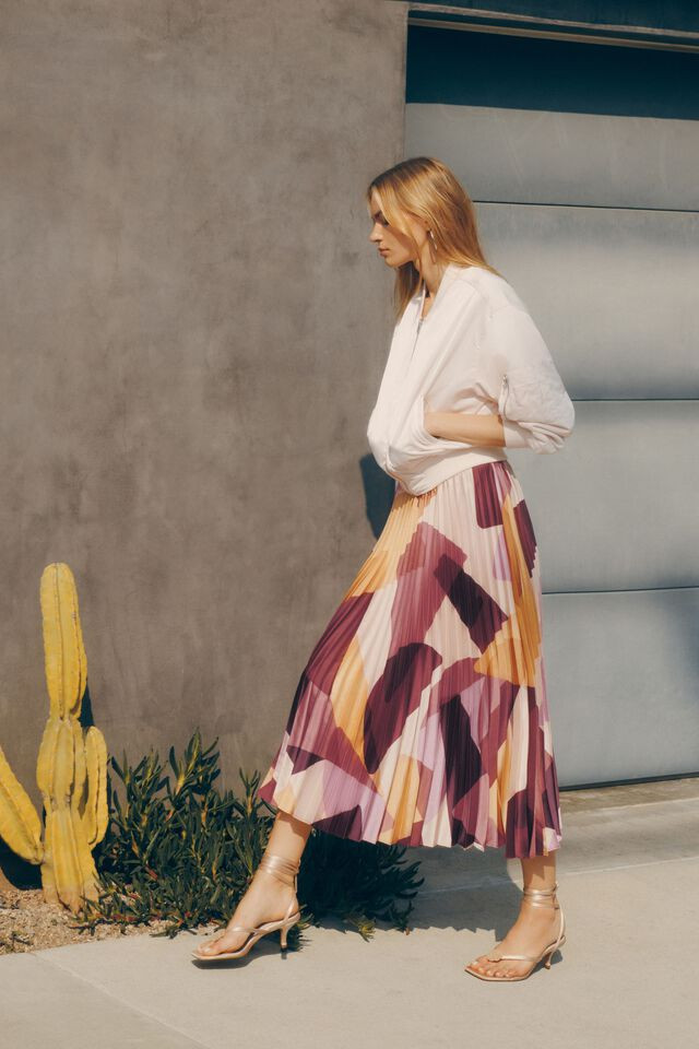 Laure Pleated Maxi Skirt | Dynamite Clothing