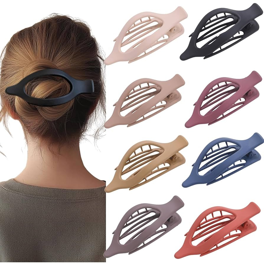 8 Pack French Flat Hair Clips for Women – Large Matte No-Slip Claw Barrettes for Thick & Thin H... | Amazon (US)