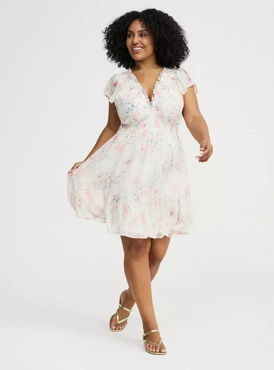 Ruffle Chiffon Mini Dress | Torrid (US & Canada)