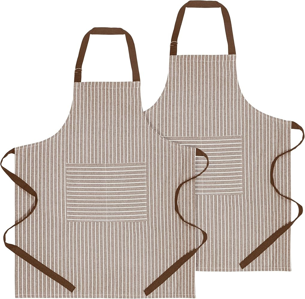 PurpleEssences Striped Adjustable Kitchen Aprons with 2 Pockets, Cotton - Soft Durable for Home o... | Amazon (US)