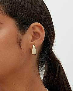 PAVOI 14K Gold Plated 925 Sterling Silver Post Statement Huggie Earrings | Gold Dome Hoop Earring... | Amazon (US)