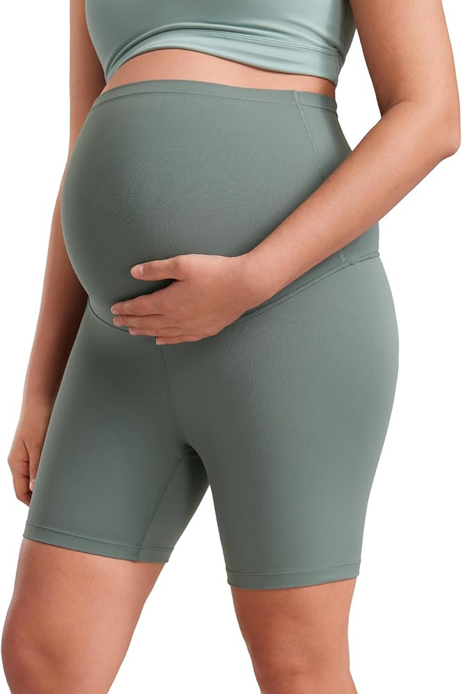 CRZ YOGA Womens Butterluxe Maternity Biker Shorts Over The Belly 6" - Pregnancy Yoga Workout Acti... | Amazon (US)