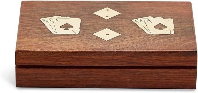 Two's Company Wood Crafted Playing Card/Dice Game Set | Amazon (US)
