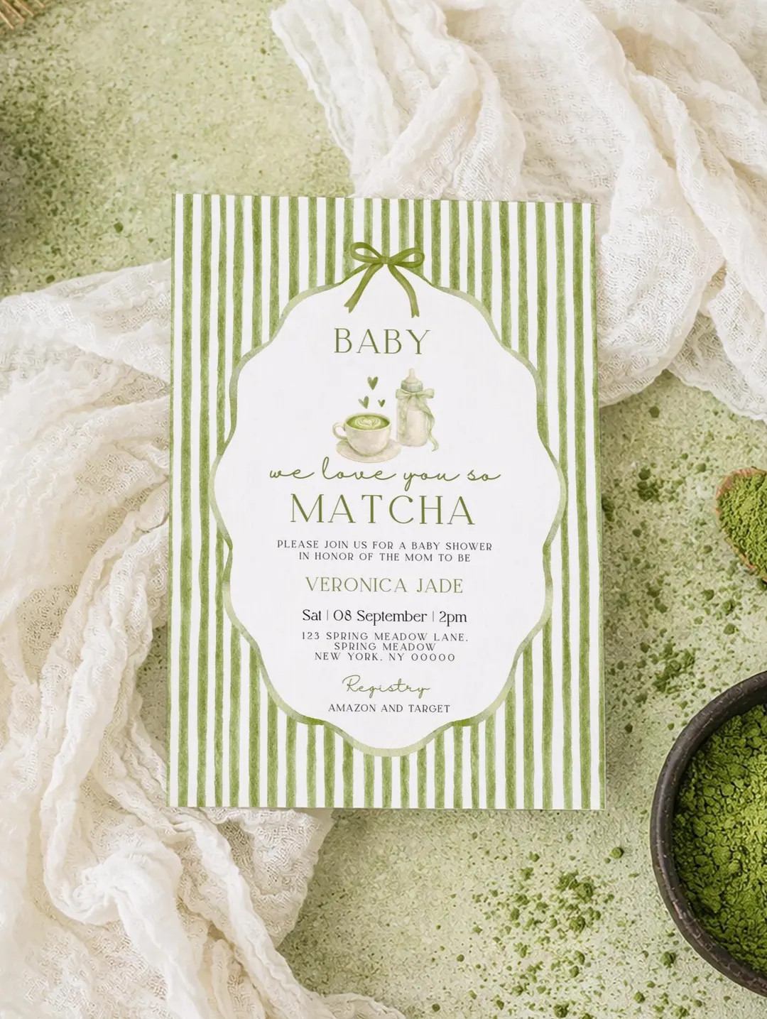 Matcha Baby Shower Invitation, So Matcha Love Baby Shower Invite, 5x7", Love you So Matcha, Canva... | Etsy (US)