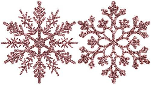Sea Team Plastic Christmas Glitter Snowflake Ornaments Christmas Tree Decorations, 4-inch, Set of... | Amazon (US)