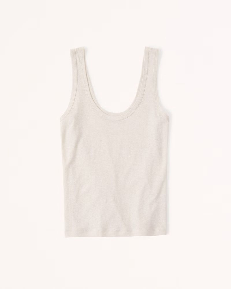 Linen-Blend Easy Scoopneck Tank | Abercrombie & Fitch (US)