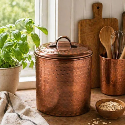 Stainless Steel Kitchen Canister | Hammered Antique Copper Finish | Beautiful Food Storage Container for Kitchen Counter, Tea, Sugar, Coffee, Caddy, F | Wayfair North America