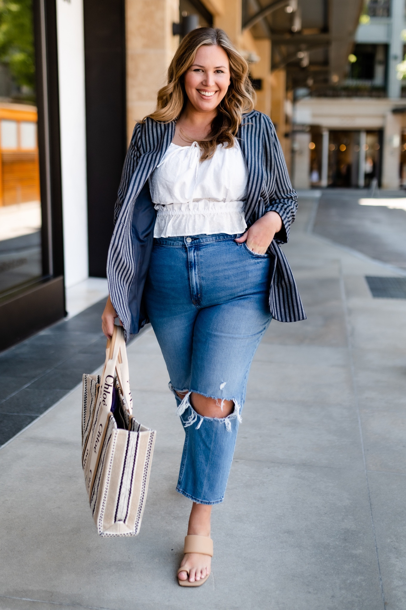 You can’t go wrong with a good pair of jeans, a well fitting blazer, and a clean, neutral shoe. 👏 these Abercrombie jeans are sold out but I linked others I love! I size up to a 35 in all denim there (20). Top and blazer is able size 2x. Heels are Abercrombie and honestly so comfy! 

#LTKworkwear #LTKcurves #LTKunder50