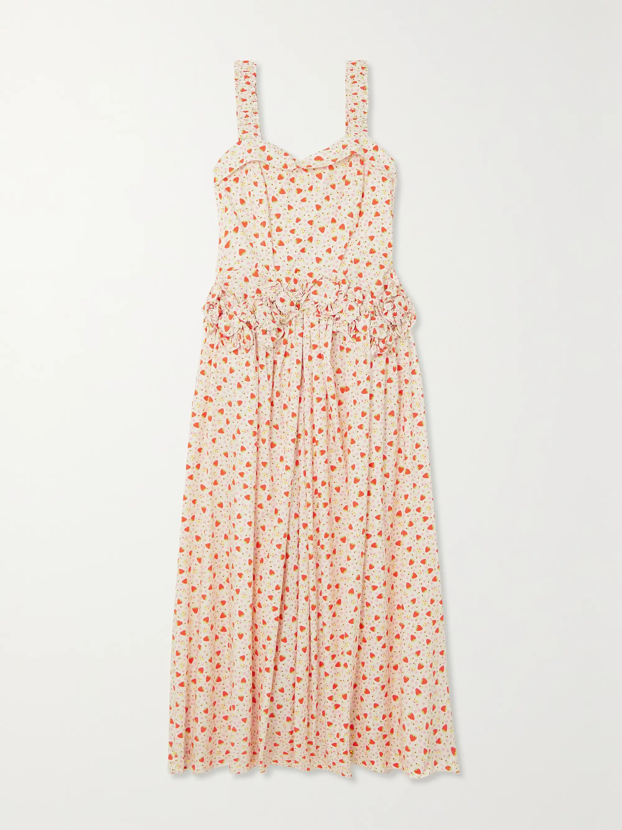 Farley ruffled printed cotton-poplin midi dress | NET-A-PORTER (US)