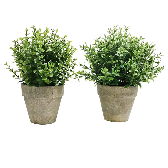 U'Artlines Artificial Plastic Mini Plants Topiary Shrubs Fake Plants with Gray Pot for Bathroom,H... | Amazon (US)
