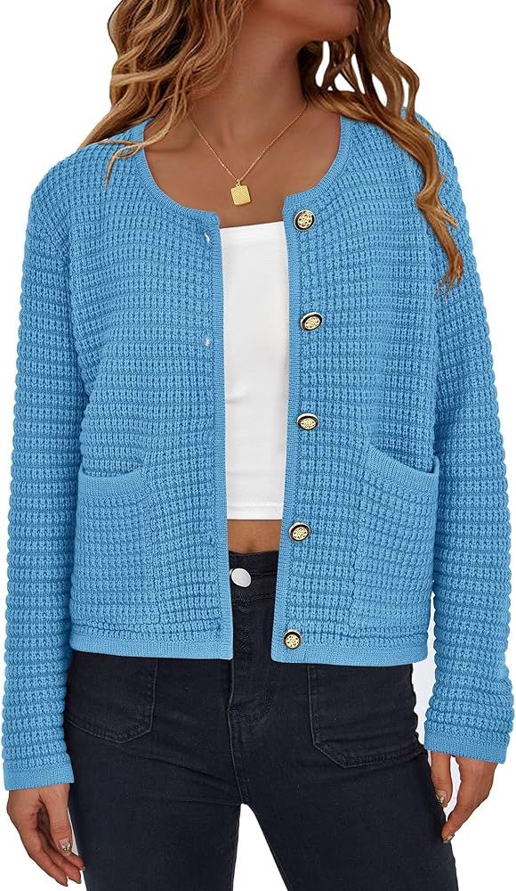 PRETTYGARDEN Open Front Cardigan Sweaters for Women Button Down Long Sleeve Casual Cute Knitted S... | Amazon (US)