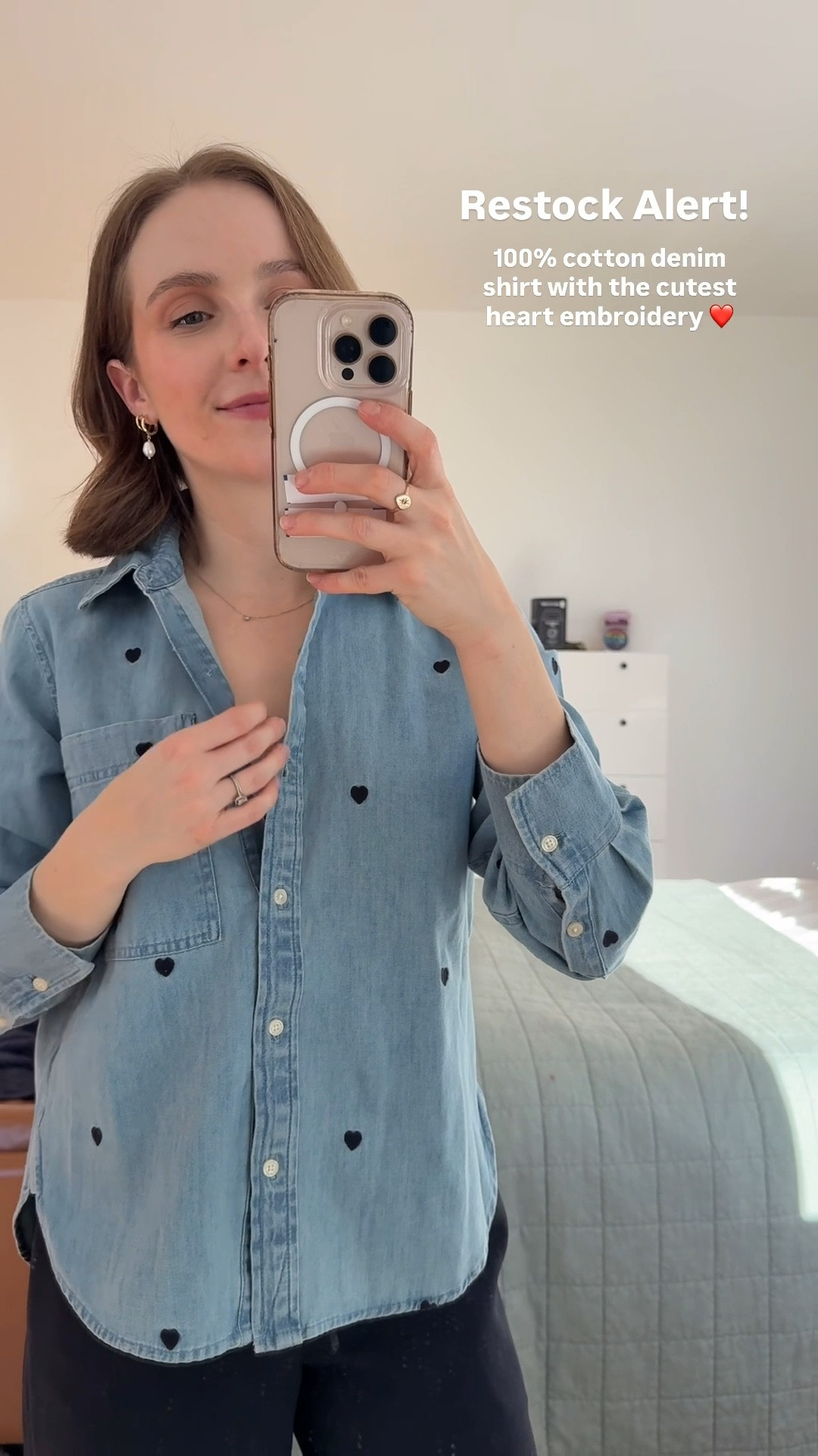 The cutest denim shirt with heart embroidery for Valentine’s Day!
Wearing xs & only $26
100% cotton
Crepe wrinkle proof elastic waist pants 25 short 


#LTKPetite #LTKootd #LTKSaleAlert