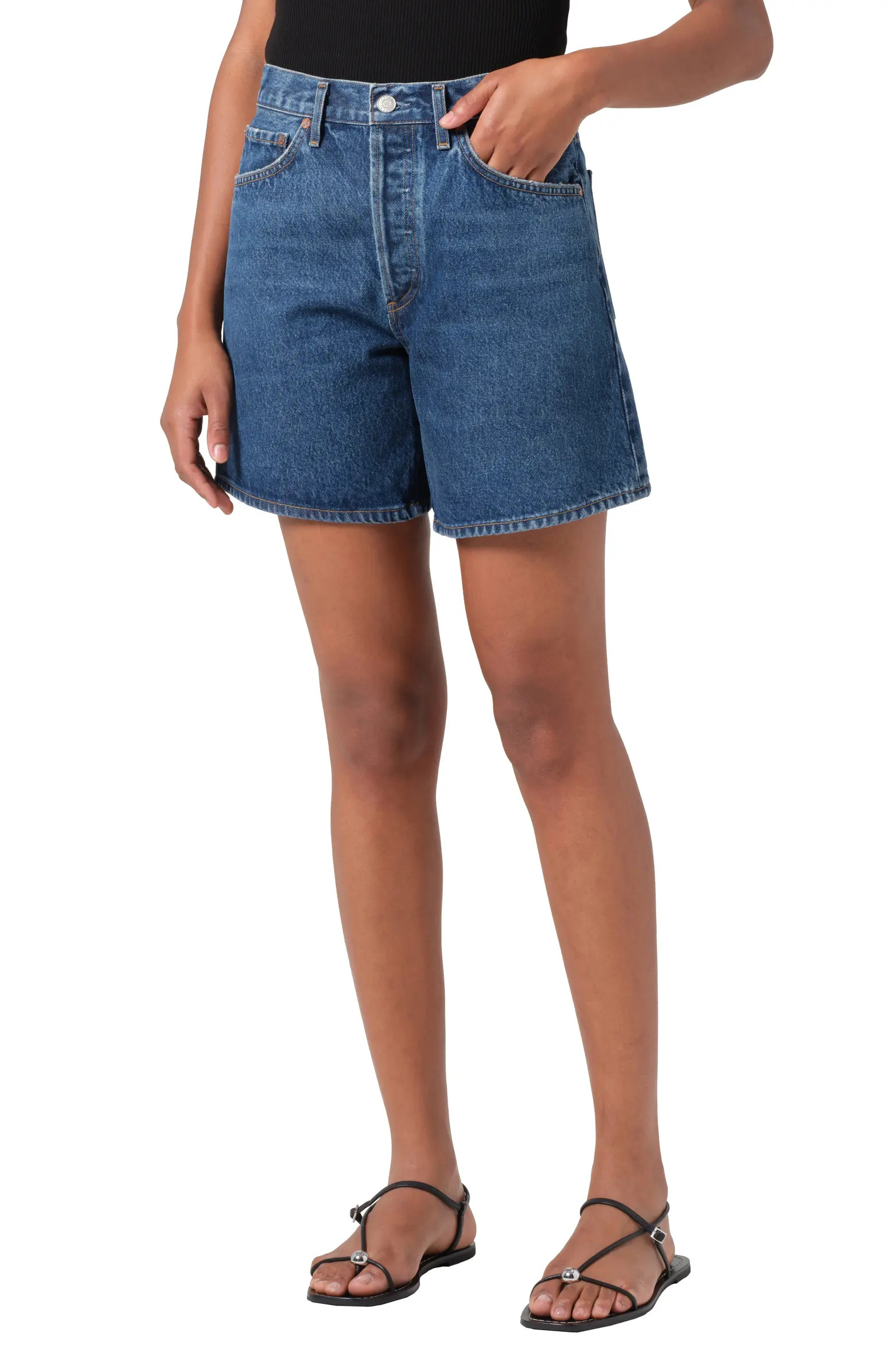 Dame High Waist Mid Length Relaxed Denim Shorts | Nordstrom