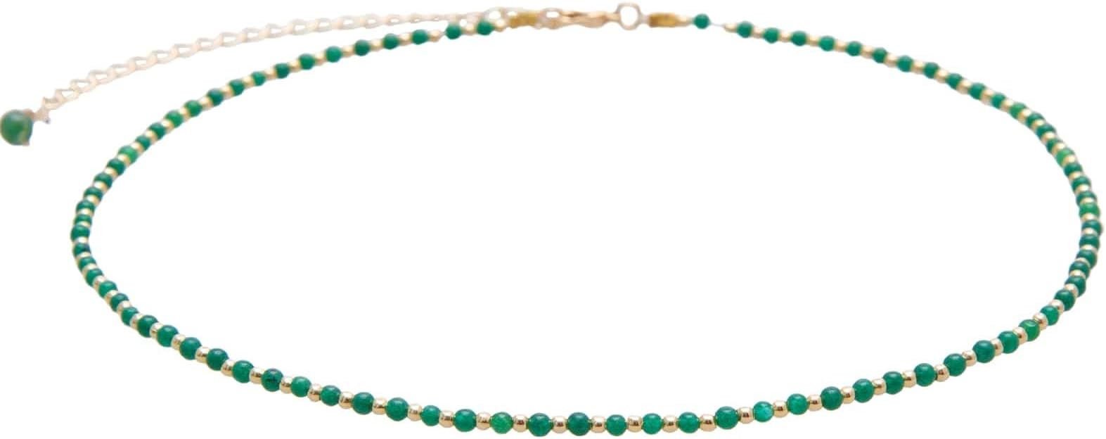 Lotus and Luna 2MM Master Healer Energy Chakra Healing Dainty Necklace with Real Stones Jade, Pea... | Amazon (US)