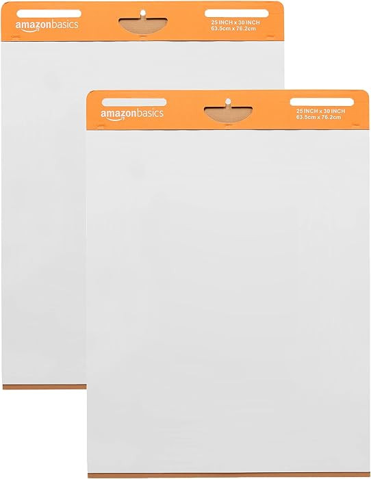 Amazon Basics Sticky Easel Pads for Presentations, Brainstorming, Classroom Use, Bleed-Resistant,... | Amazon (US)