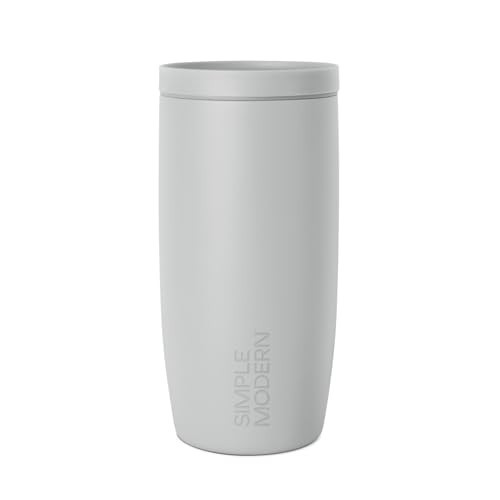 Simple Modern Travel Coffee Mug Tumbler with 360° Lid | Ceramic-Lined Insulated Stainless Steel Cold Brew Iced Coffee Cup | Gifts for Women Men Her Him | Voyager Signature | 16oz | Ice Gray | Amazon (US)